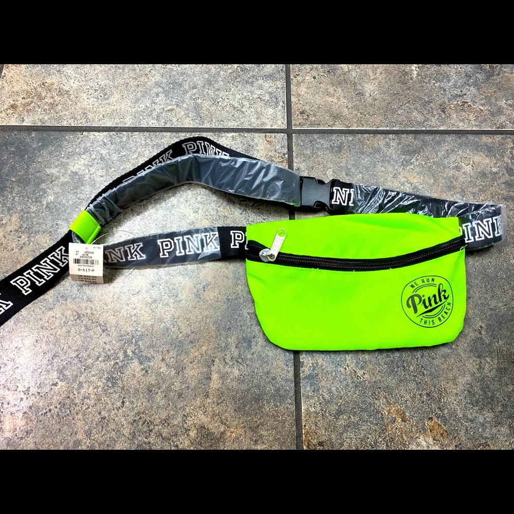 NEW Victoria’s Secret Pink Neon Green Nylon Fanny Pack/Crossbody